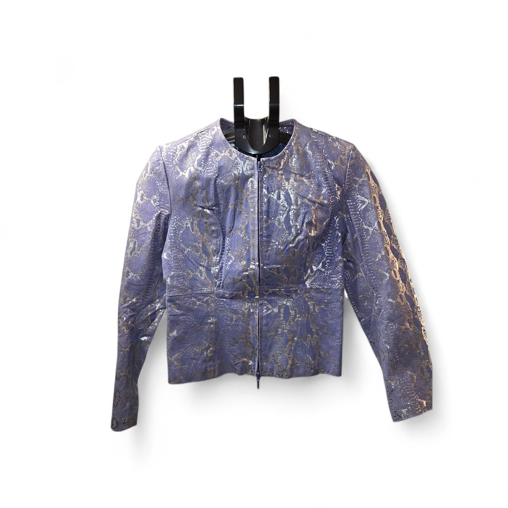 Metrostyle snakeskin print Leather Suede Jacket